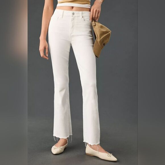 Paige Claudine High-Rise Crop Flare Jeans In White Size 26 P NWT - Picture 2 of 15